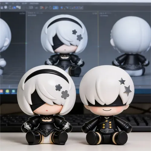Gfanime Figura Chibi 2b/9s De Nier: Automata Sentada Chibi