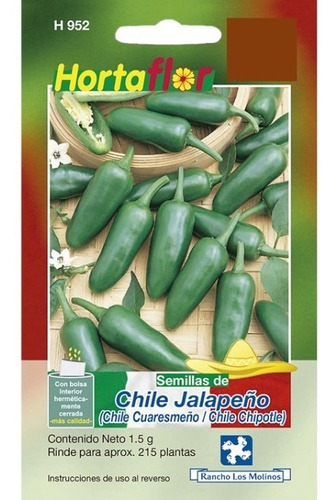 Sobre Semillas Chile Jalapeño  1.5gr (215 Semillas Aprox.)