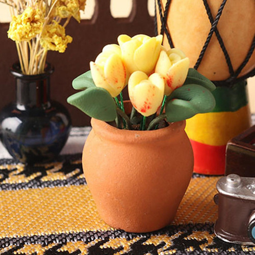 Mini Casa De Muñecas Modelo De Flor En Maceta Bonsái