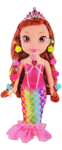 Muñeca Princesa Sirena Tornasol Luces Niña Sonido  + Bateria