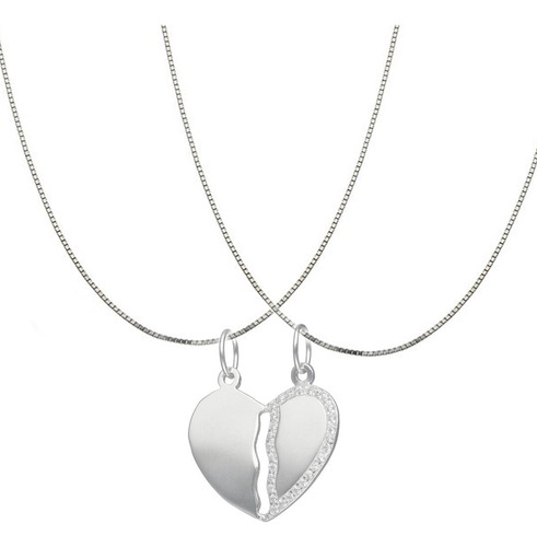 Collar Con Colgante Corazón Partido Para Parejas