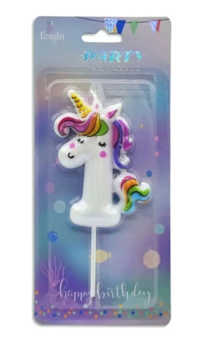 Vela De Cumpleaños Unicornio Numero , Cotillón Niñas