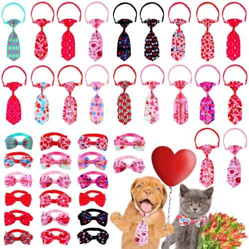 40 Pcs Día De San Valentín Cuenco De Perros Collar De 4jy8m