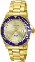 Comprar Reloj pulsera Invicta Pro Diver 14124 de cuerpo color oro, analógico, para hombre, fondo oro, con correa de acero inoxidable color oro, agujas color oro y blanco, dial blanco y oro, minutero\u002Fsegundero
