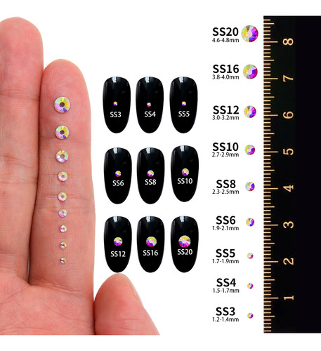 Rhinestones De Vidrio Ss6-ss20 Uñas, Caja 6 Compartimientos