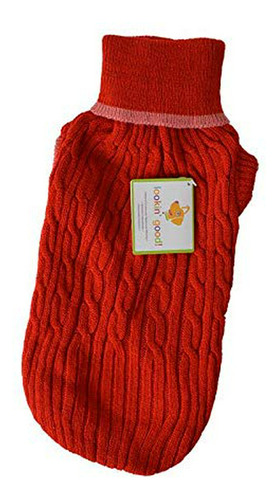 Fashion Pet Cable Knit Dog Sweater - Rojo (4 Pack)