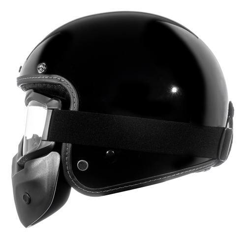 Capacete Aberto Bieffe B45 Classic Preto Brilho Custom