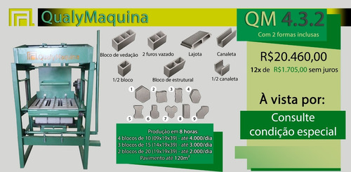 Máquina Qualymaquina Qm-4 Semi Automática Para Blocos