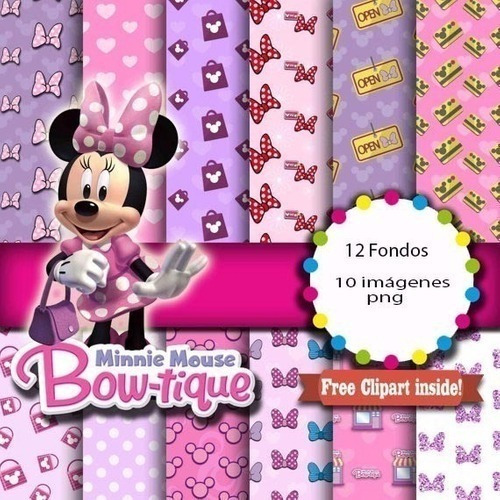 Kit Imprimible  Minnie Boutique -12 Fondos 10 Png