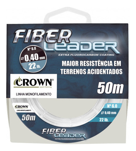 Linha Líder Fiber Leader Fluorcarbono 0,47mm 50m Crown Cor Branco