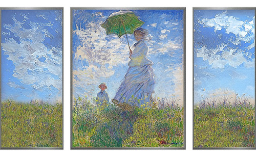 Cuadro Tríptico Mujer Con Sombrilla De Claude Monet - 1875