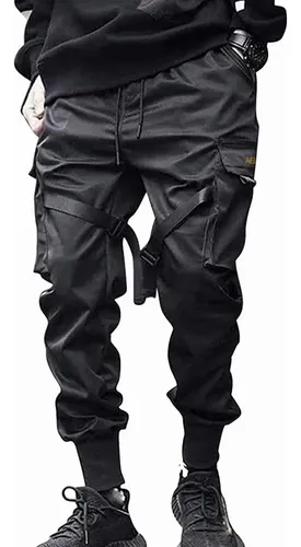 Pantalón Negro Hombre Cargo Streetwear