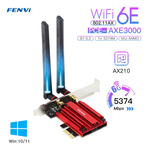 Kit inalámbrico Intel Ax210 Fenvi Pcie Bt 5.3 Wifi 6e 6