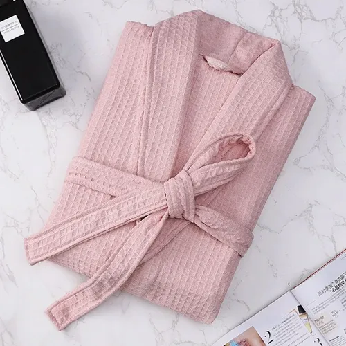 Albornoz Waffle Mujer Verano 100% Algodón Bata Ropa De