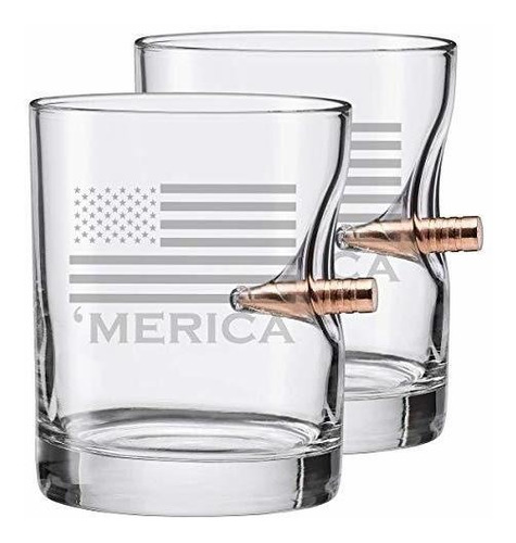 Vasos De Whisky - Set Of 2 Benshot 'merica  Bulletproof  Roc