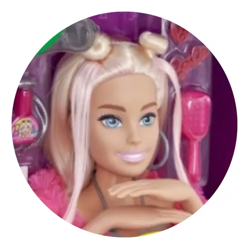 Brinquedo Boneca Barbie Busto Styling 12 Frases + Maquiagem