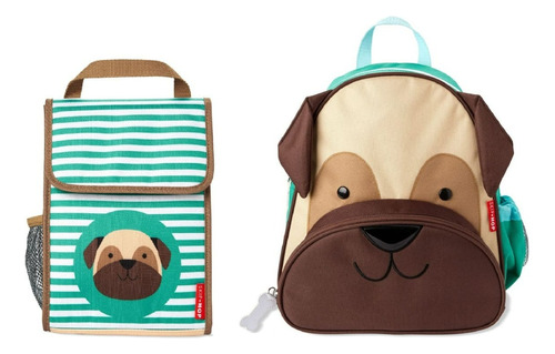 Combo Mochila + Lancheira Térmica Skip Hop Zoo Cachorro Pug