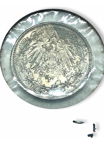 Moneda Plata Alemania Imperial 1/2 Marco Año 1919-e Ley .900 (Usado)