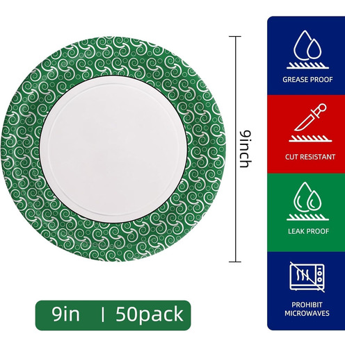 Juego De 50 Platos De Papel Desechables De 9 Pulgadas, Plato