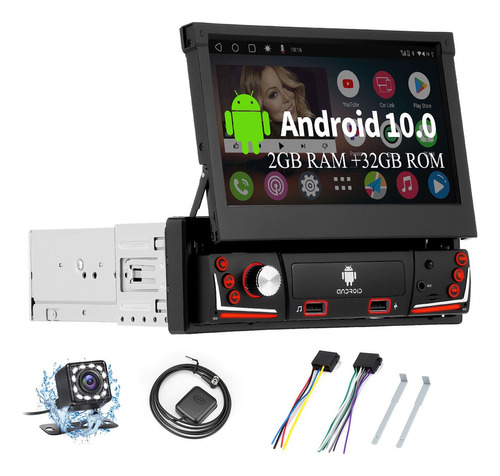 Autoestéreo Retráctil Android 10 Con Gps Wifi Estéreo 2+32g