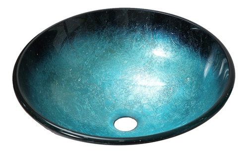 Imagen 1 de 8 de Bacha Apoyo Baño 40 Cm Vidrio Color Craquele Azul