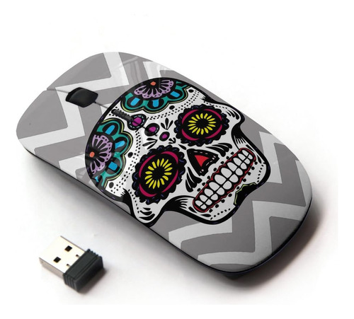 Graphic4you Mexican Sugar Skull Death Chevron Pattern (gris)