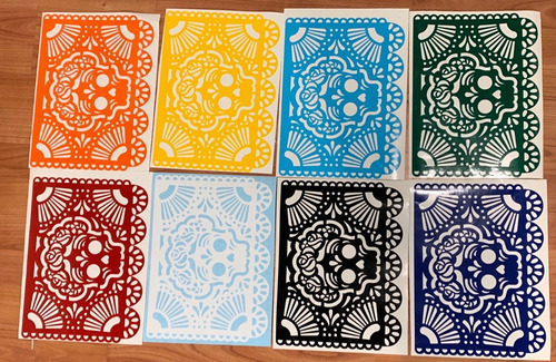 Vinil Decorativo Tipo Papel Picado Calacas Set De 8 Piezas