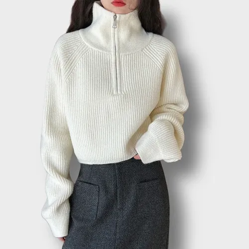 Suéter Feminino Com Zíper E Design Desleixado Sense Loose Th