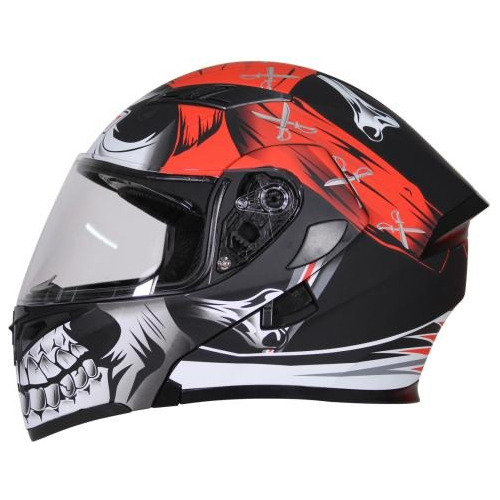 Casco R7 Abatible Unscarred Pirata Negro Balnco Mate Xxl