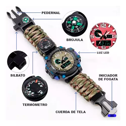 Reloj De Supervivencia Táctico Paracord, Brújula Y