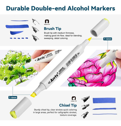 Para Arrtx® Plumones Doble Punta Marcadores Alcohol 80