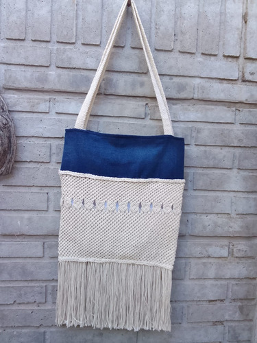 Bolso Tote Bag Con Diseño En Macramé  