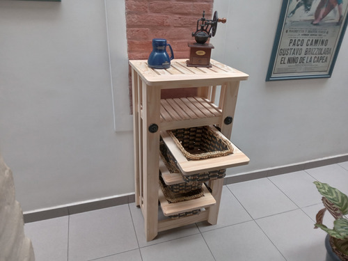 Mueble Verdulero 3 Canastos Y Estante + Tabla De Amasar