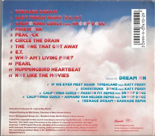Cd Duplo Katy Perry - Teenage Dream [dream On] Cd Bonus | MercadoLivre