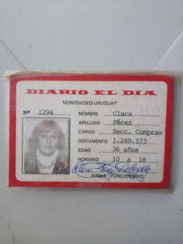 Antiguo Carnee Carnet Diario El Dia 1990