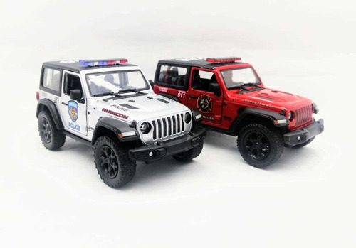 Camioneta Jeep Rubicon Policía Y Bomberos Coleccion X2 A Esc