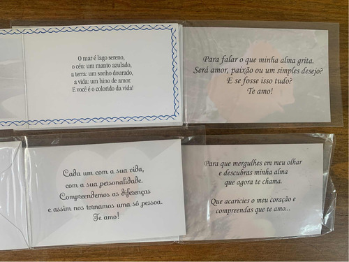 Kit 20 Cartoes Impresso Com Envelope Para Amor 7x11cm