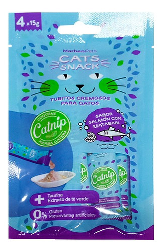 Cats Snack Tubito Cremoso Salmón Matatabi Con Catnip 4 X 15