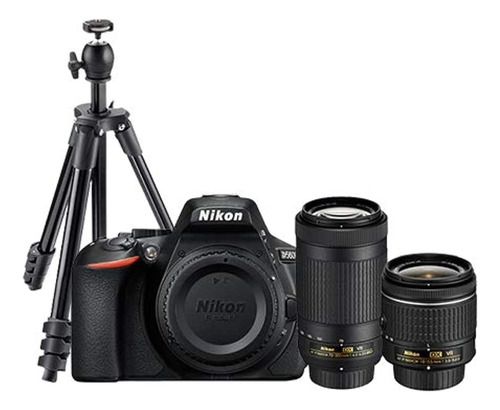 Nikon Kit D5600 + lente AF-P DX 18-55mm VR + lente AF-P DX 70-300mm DSLR color  negro + Tripie