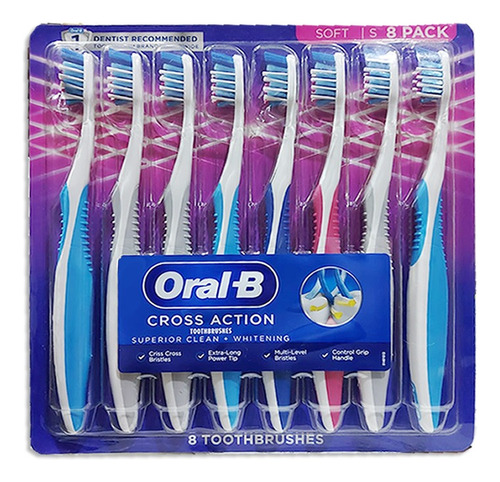 8 Cepillos De Dientes Oral B Cross Action Soft