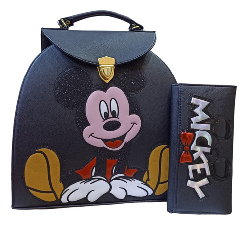 Mochila Troquelada Mickeyy Mouse Y Cartera !!!!