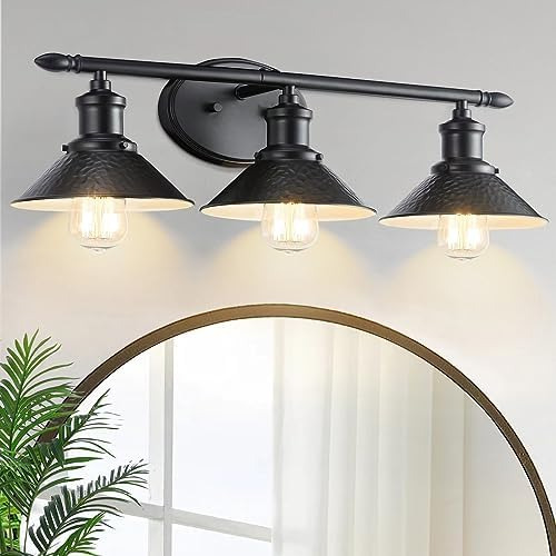 Espejo De Baño Negro, Apliques Modernos De Pared Con Pantall