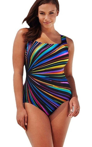 Bikini Una Pieza Monokini De Rayas Talla Extra Trajes Baño