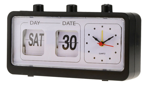 Preto Retro Calendário Flip Clock Relógio Quadrado De Cabece