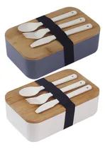 Comprar Funda De Bambú Japonesa Bento Con Tapa De Madera De Bambú, 2