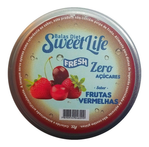 Bala Frutas Vermelhas Diet Zero Açucar Sweet Life Vegana 32g