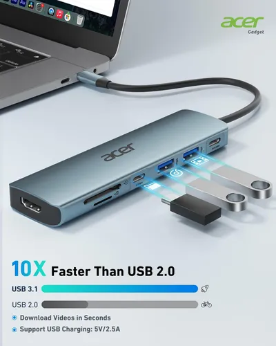 Concentrador Usb C De Acer, Divisor Hdmi 7 En 1, Usb C A, 2
