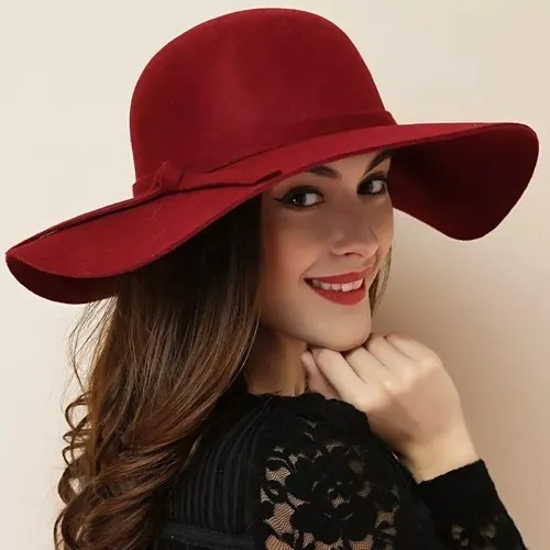 Sombrero Pava Fieltro Para Dama Elegante Fedora 
