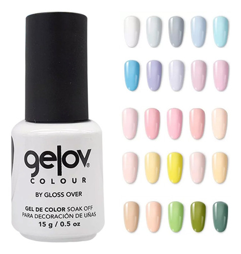 Gama Soul Gelov Gel Para Uñas 25 Tonos Pastel 15g Gloss Over Color Almondy 433