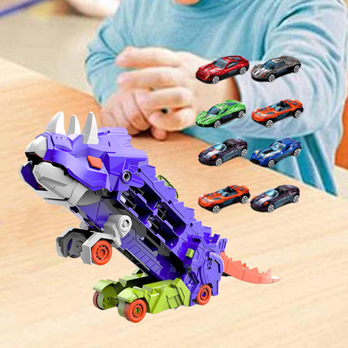 Juguete Coche Camión De Transporte Dinosaurios Con 8 Autos